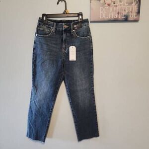 NWT EXPRESS High Rise Raw Hem Flexx Straight Ankle Jeans Women's S Short